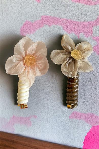 Karışık Renk 2´li Taş Detaylı Yaylı Spiral Toka