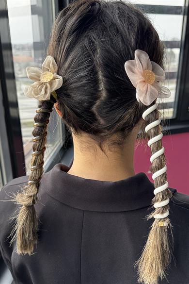 Karışık Renk 2´li Taş Detaylı Yaylı Spiral Toka