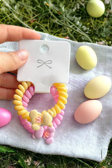 Karışık Renk 2li Ayıcık Detaylı Helezon Toka 