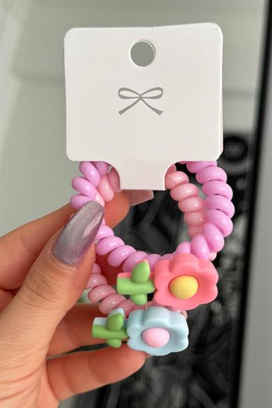 Karışık Renk 2li Papatya Detaylı Helezon Toka 