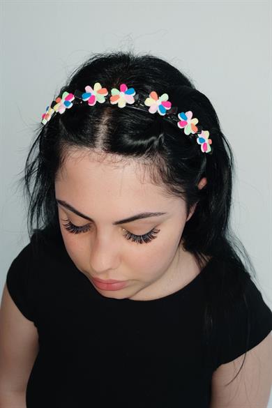 Karışık Renk Çiçek Figürlü Saç Bükücü Taç