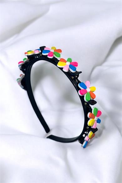 Karışık Renk Çiçek Figürlü Saç Bükücü Taç
