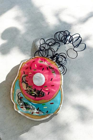 Siyah Renk Donut Figürlü Perma Paket Lastik Toka