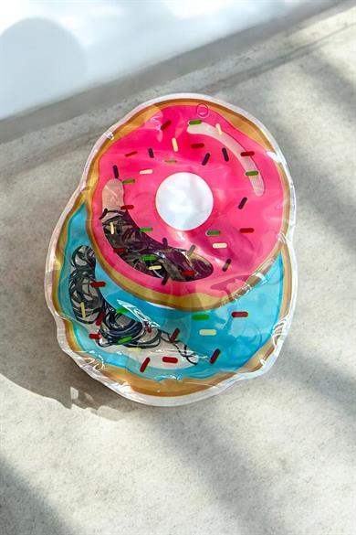 Siyah Renk Donut Figürlü Perma Paket Lastik Toka