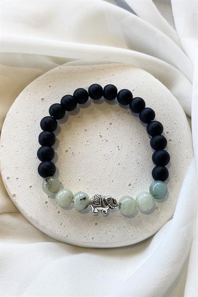 Karışık Renk Fil Figürlü Boncuk Detaylı Erkek Bileklik 