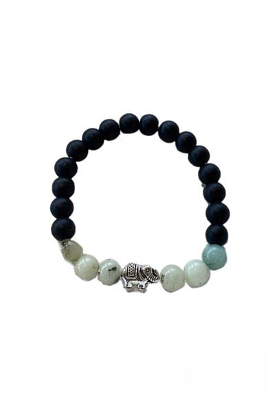 Karışık Renk Fil Figürlü Boncuk Detaylı Erkek Bileklik 