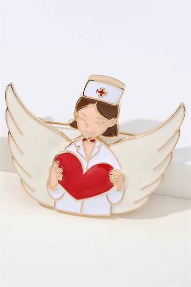 Karışık Renk Hemşire Figürlü Broş