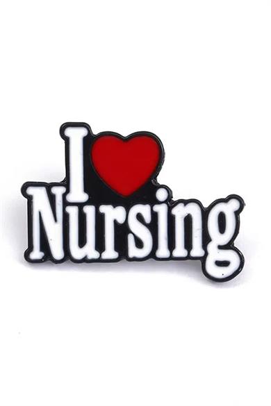 Karışık Renk I Nursing Yazılı Kalp Figürlü Broş 