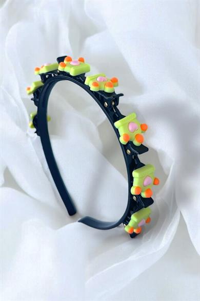 Karışık Renk Karışık Figürlü Kalp Detaylı Saç Bükücü Taç