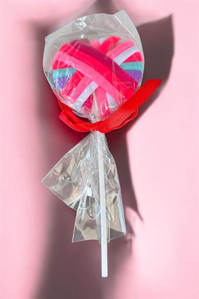 Karışık Renk Kalp Ve Lolipop Figürlü Lastik Toka Set