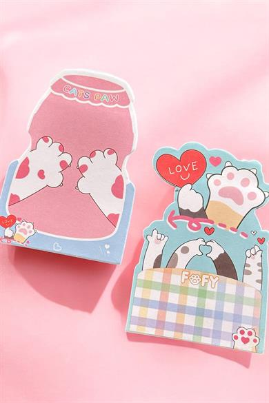 Karışık Renk Pati Figürlü Yapışkanlı Not Kağıdı