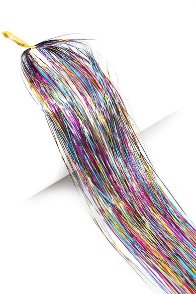 Karışık Renk Simli Yan Postiş Hair Tinsel Shiny Hair (50 Cm)