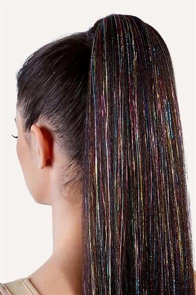 Karışık Renk Yan Postiş Hair Tinsel Shiny Hair (50 Cm)