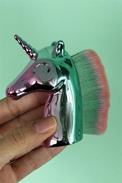 Karışık Renk Unicorn Figürlü Allık/Makyaj Fırçası