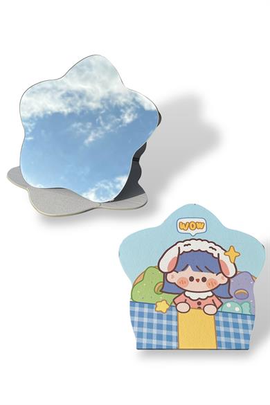 Karışık Renk Wow Yazılı Çocuk Figürlü Masa Aynası