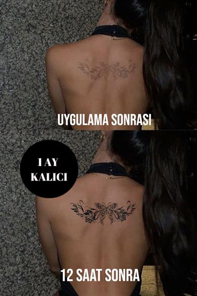 Kelebek Figürlü 12 Saat Sonra Kararan Geçici Dövme Tattoo