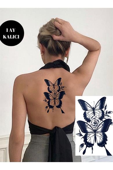 Kelebek Figürlü 12 Saat Sonra Kararan Geçici Orta Dövme Tattoo