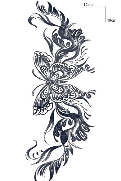 Kelebek Figürlü 12 Saat Sonra Kararan Geçici Dövme Tattoo