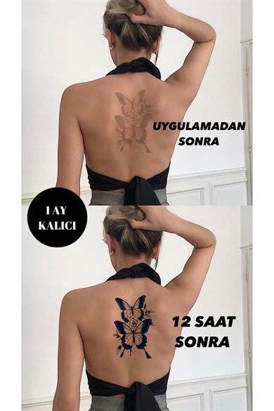 Kelebek Figürlü 12 Saat Sonra Kararan Geçici Orta Dövme Tattoo