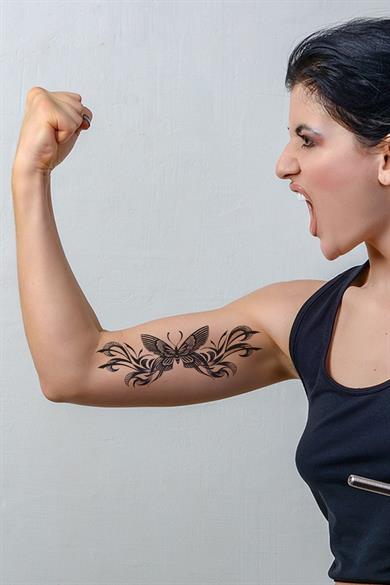 Kelebek Figürlü 12 Saat Sonra Kararan Geçici Orta Dövme Tattoo
