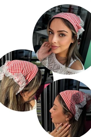 Kırmızı Renk Bandana Detaylı Potikare Taç