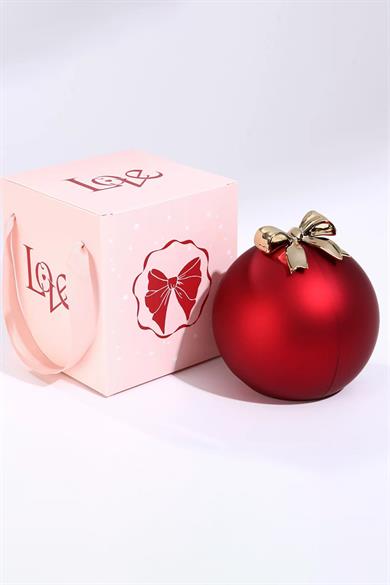 Kırmızı Renk Gül Figürlü Karton Çanta Hediyeli Hediye Kutusu