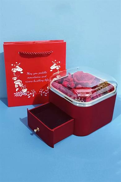 Kırmızı Renk Gül Figürlü Takı Organizeri