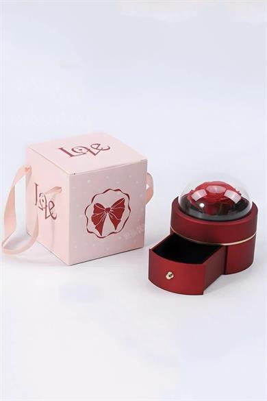 Kırmızı Renk Gül Figürlü Takı Organizeri