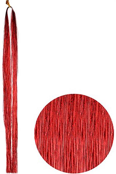 Kırmızı Renk Simli Yan Postiş Hair Tinsel Shiny Hair (50 Cm)