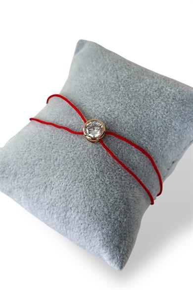 Kırmızı Renk Taş Detaylı Çelik Xupıng VİP İp Bileklik