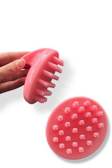 Koyu Pembe Renk Silikon Dişli Saç Derisi Masaj Fırçası/ Evcil Hayvan Banyo Fırçası