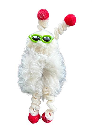 Krem Renk Canavar Figürlü Gözlük Detaylı Peluş Simit Toka