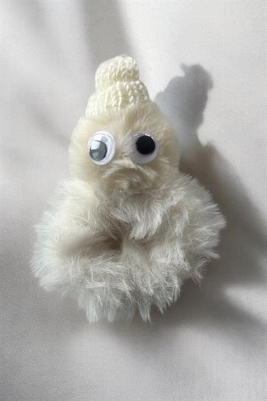 Krem Renk Canavar Figürlü Peluş Simit Toka