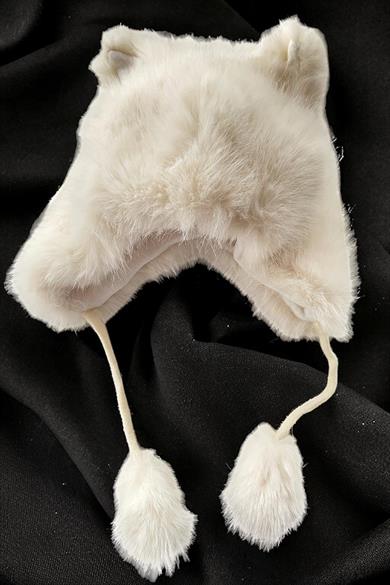 Krem Renk Peluş Bucket Şapka