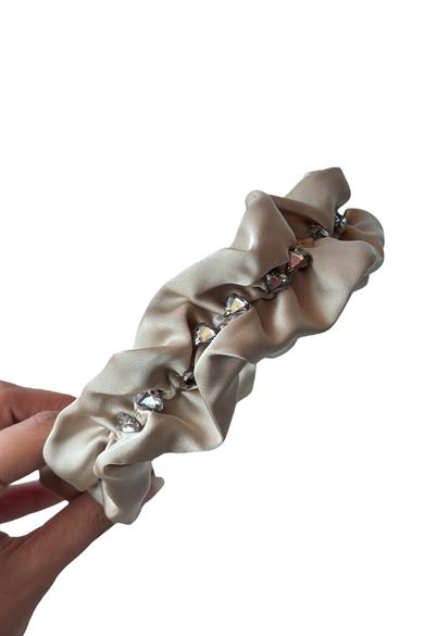 Krem Renk Taş Detaylı Taç