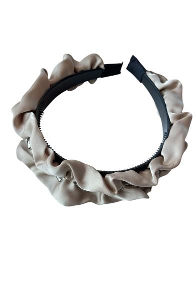 Krem Renk Taş Detaylı Taç