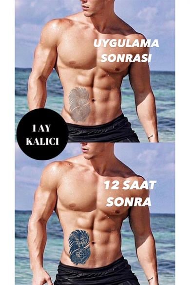 Kurt Figürlü 12 Saat Sonra Kararan Geçici Dövme Tattoo