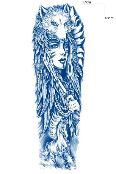 Kurt Ve Kız Figürlü 12 Saat Sonra Kararan Geçici Kol Dövme Tattoo