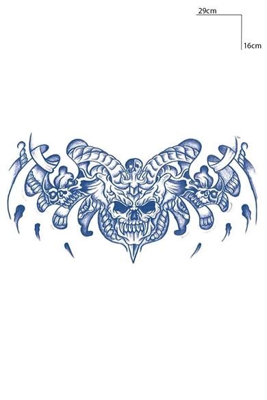 Kurukafa Figürlü 12 Saat Sonra Kararan Geçici Dövme Tattoo