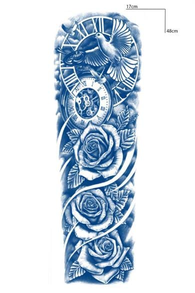 Kuş Ve Gül Figürlü 12 Saat Sonra Kararan Geçici Kol Dövme Tattoo