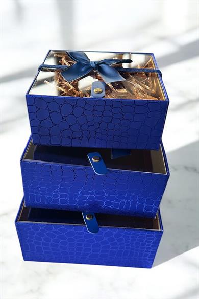 Lacivert Renk 3lü Hediye Kutusu Seti