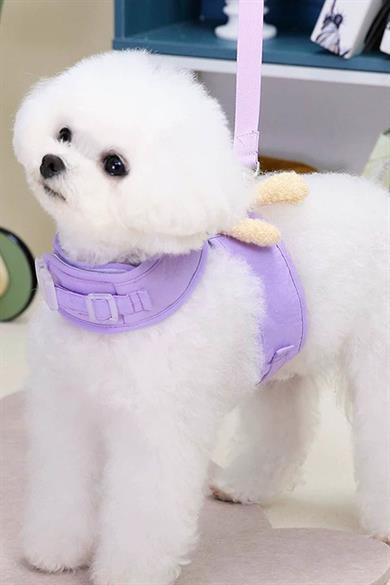 Lila Renk Ayıcık Figürlü L Beden Göğüs Kedi/Köpek Tasma