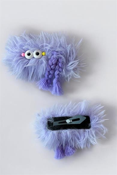 Lila Renk Canavar Figürlü Charm Takılabilir Saç Fırçası/Tarak