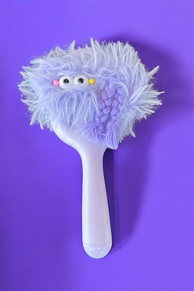 Lila Renk Canavar Figürlü Charm Takılabilir Saç Fırçası/Tarak