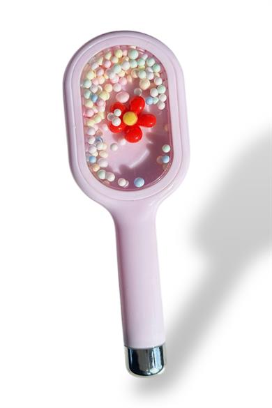 Lila Renk Çiçek Detaylı Saç Tarama Fırçası/ Tarak