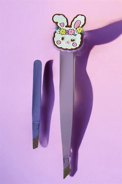 Lila Renk Tavşan Figürlü 2li Cımbız Set