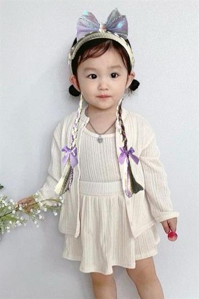 Lila Renk Tavşan Figürlü Saç Detaylı Taç