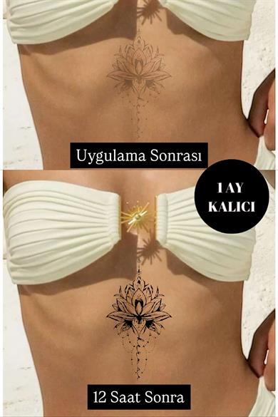 Lotus Figürlü 12 Saat Sonra Kararan Geçici Dövme Tattoo