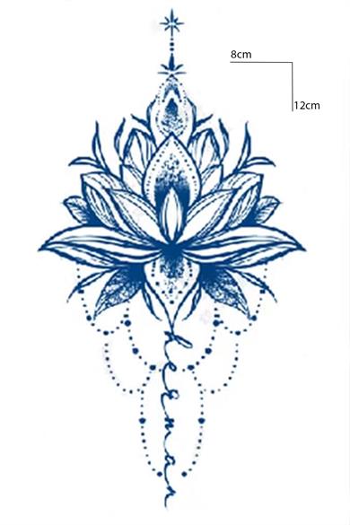 Lotus Figürlü 12 Saat Sonra Kararan Geçici Dövme Tattoo