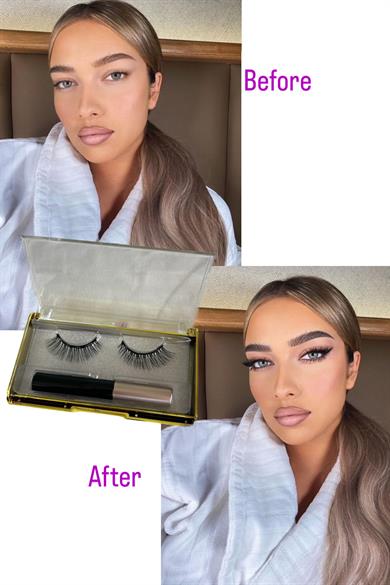 Manyetik Eyelinerlı Mıknatıslı Doğal Ipek Takma Kirpik #001 Yoğun